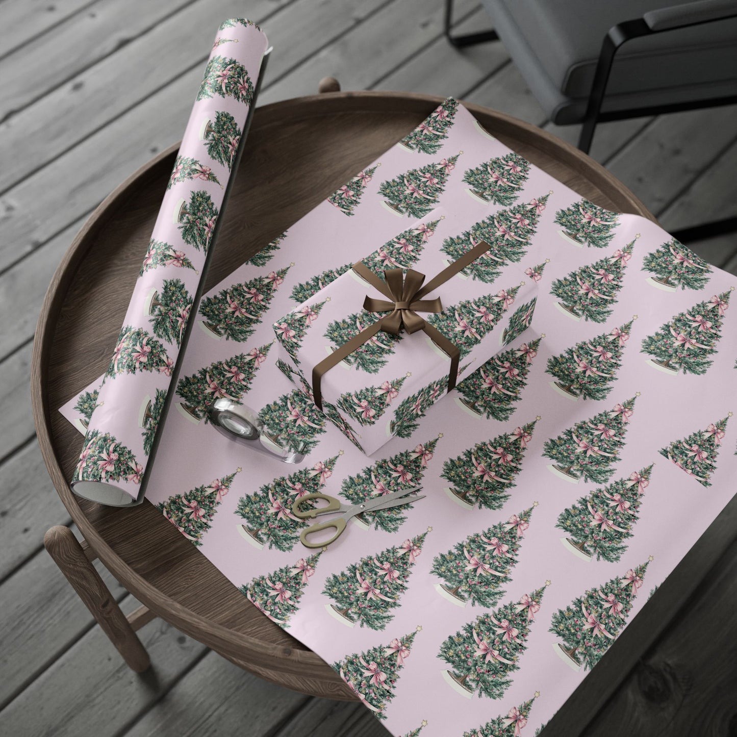 LUX COQUETTE PINK RIBBON CHRISTMAS GIFT WRAPPING PAPER