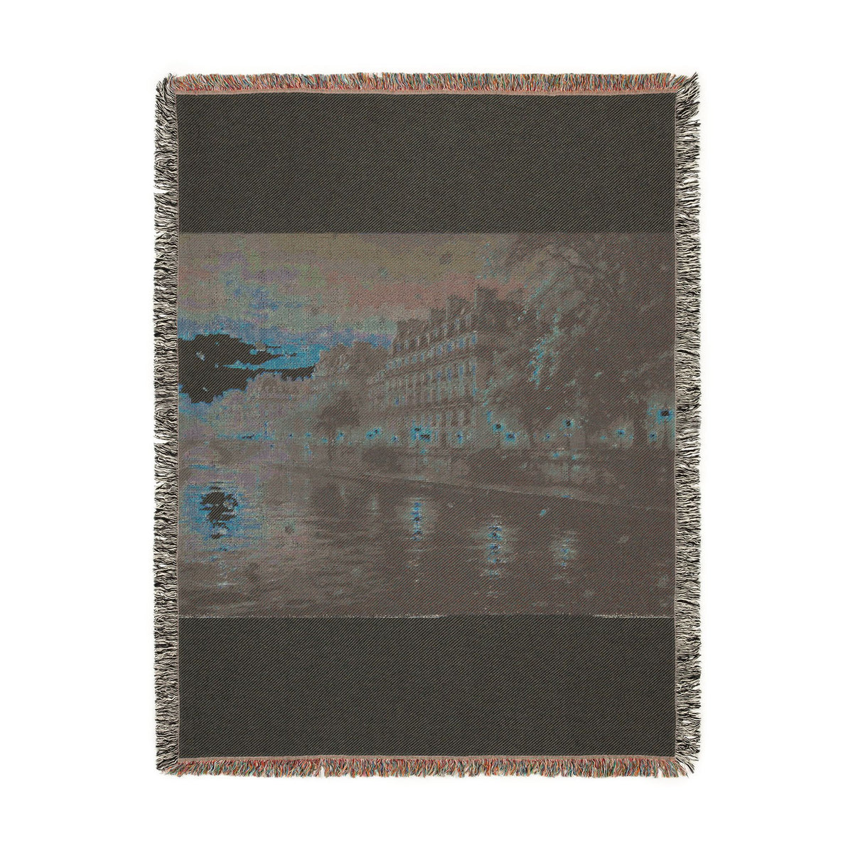 Seine at Dusk Woven Throw — Paris Autumn River Landscape | 100% Cotton