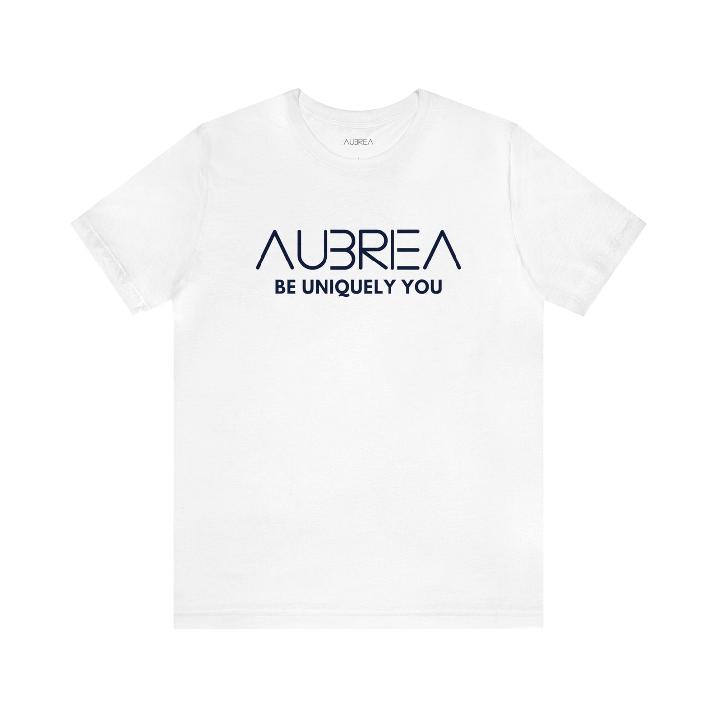 AUBRIEA WHITE-BLACK LOGO CREWNECK UNISEX SHORT SLEEVE TEE