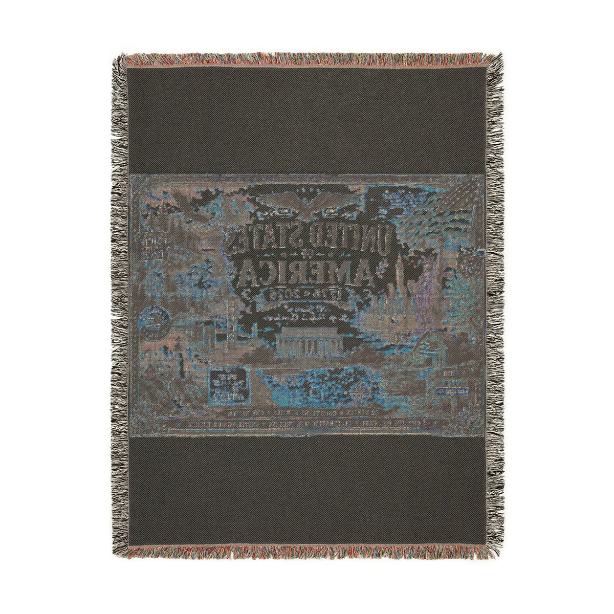 USA 250th Anniversary Woven Throw Blanket — Statue of Liberty, Mount Rushmore & American Flag Commemorative Throw
