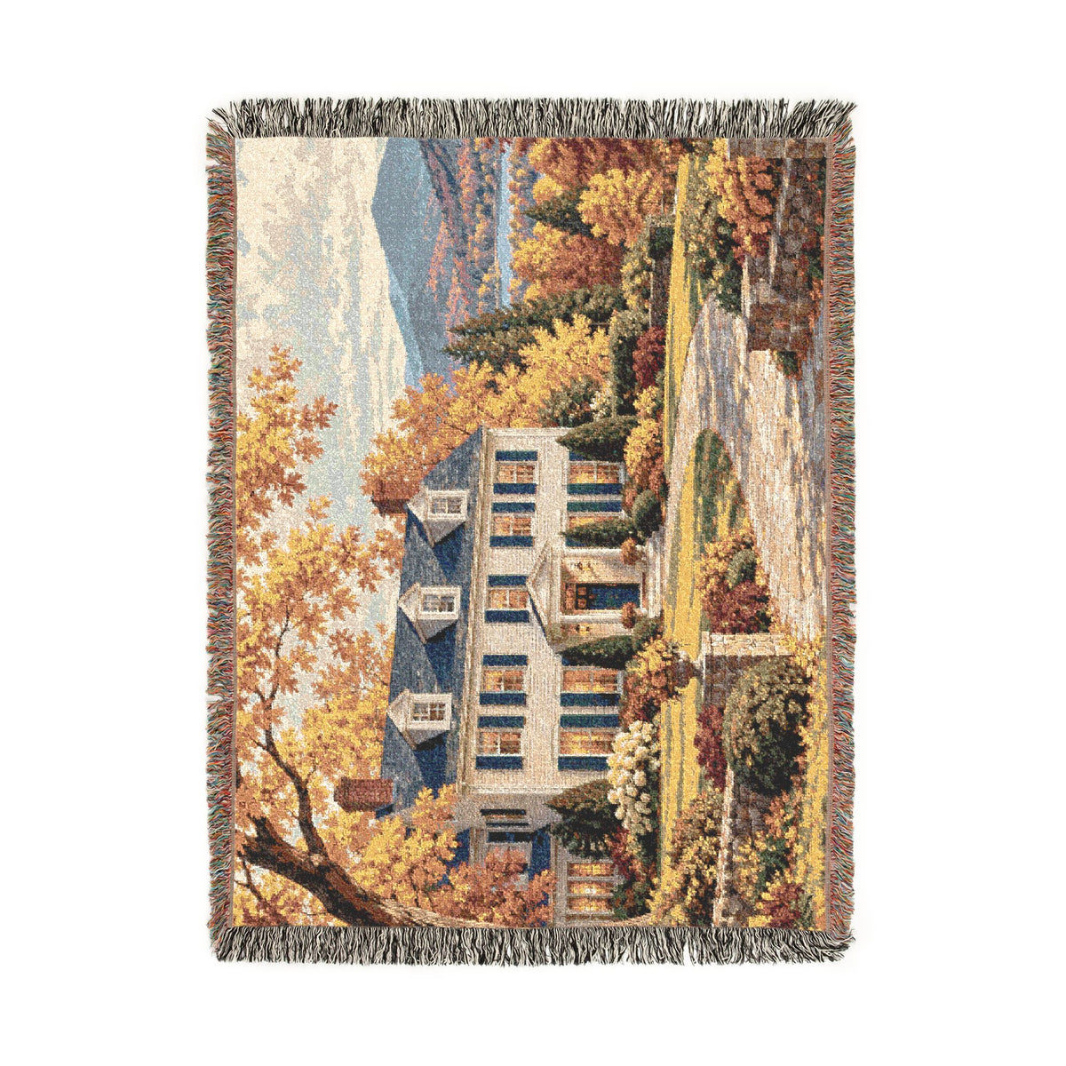 Autumn at Home Woven Throw — Colonial Landscape | 100% Cotton