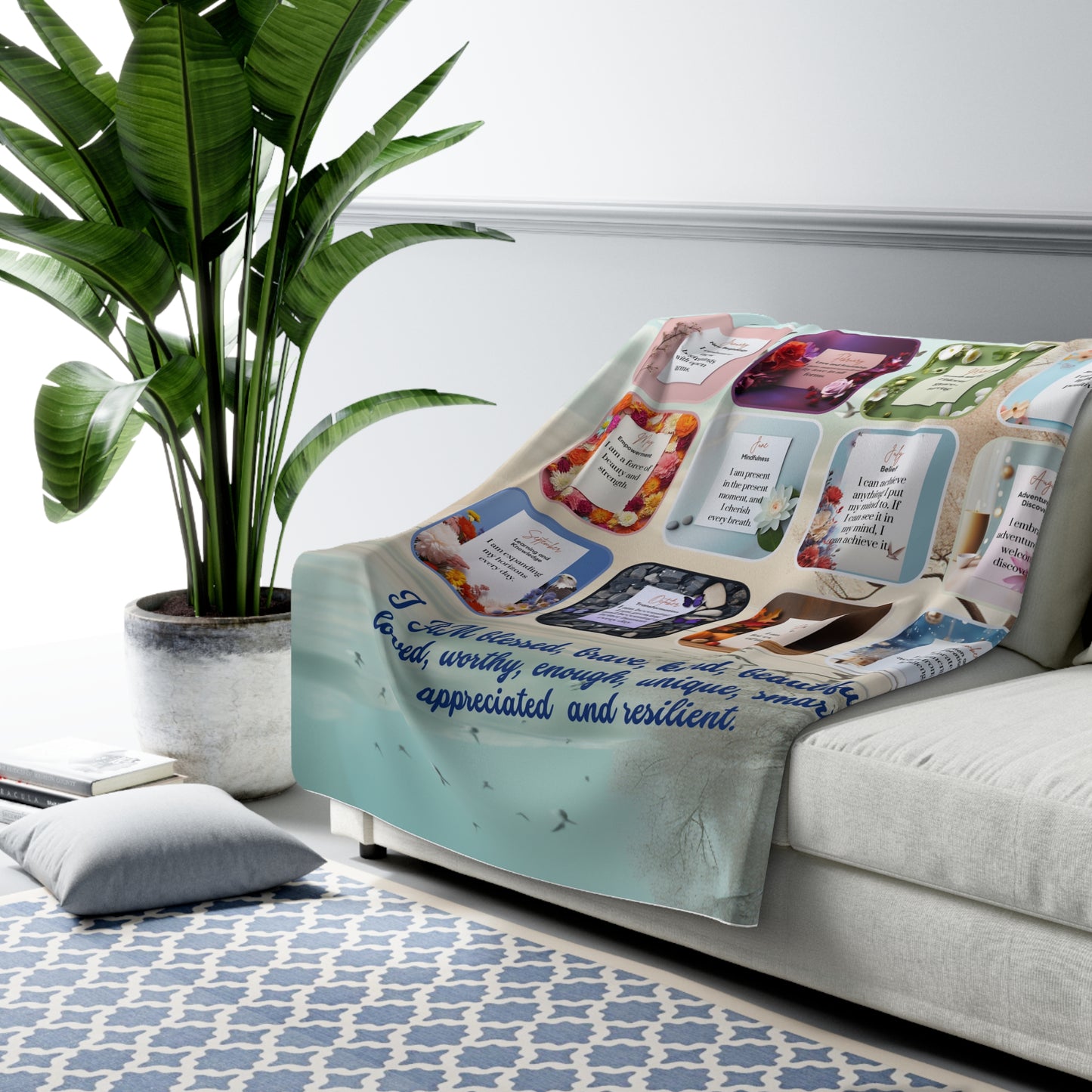 MONTHLY AFFIRMATION: A 12-MONTH JOURNEY OF SELF-LOVE PREMIUM MINK SHERPA FLEECE BLANKET