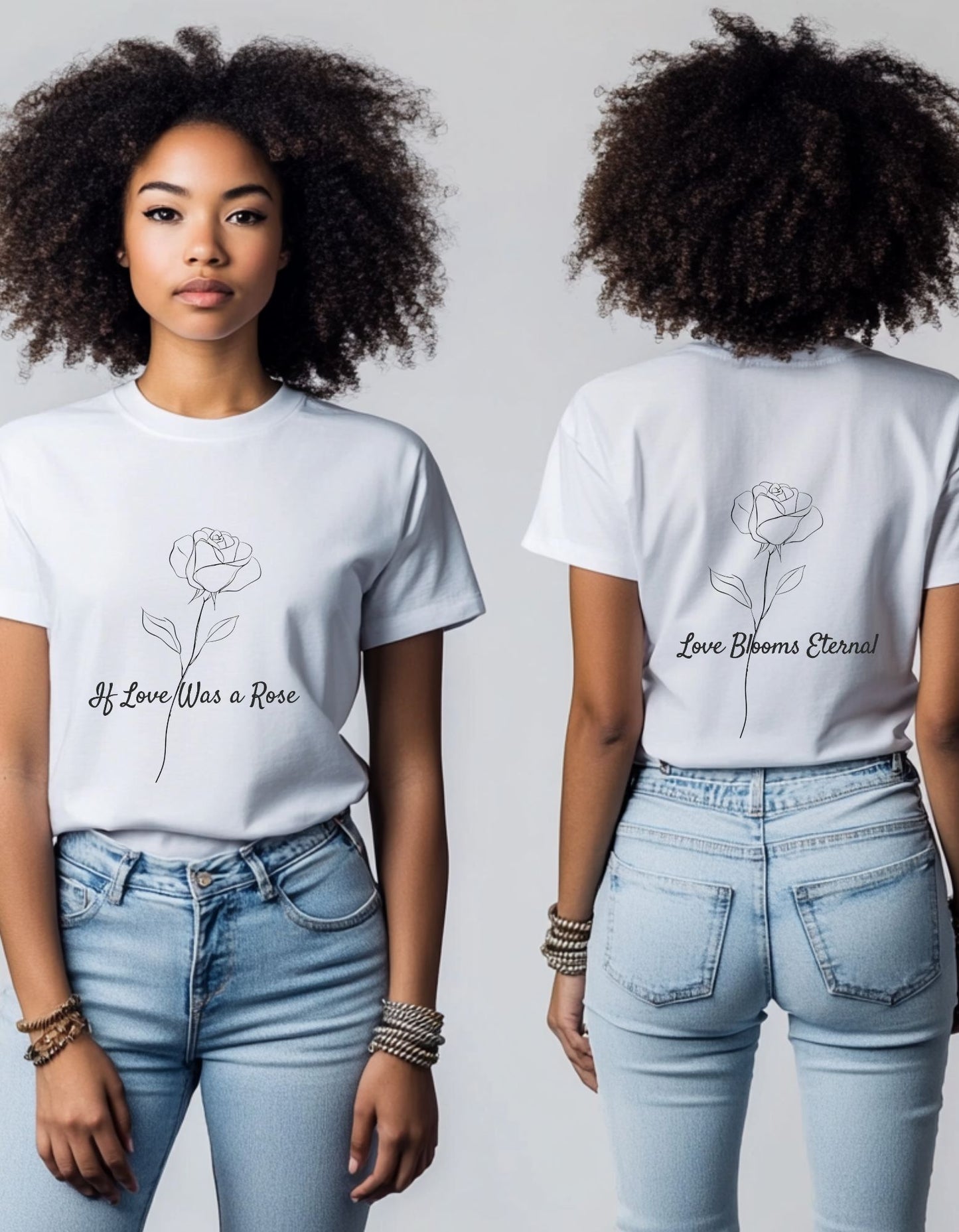 If Love Was A Rose Minimalist T-Shirt | Love Blooms Eternal