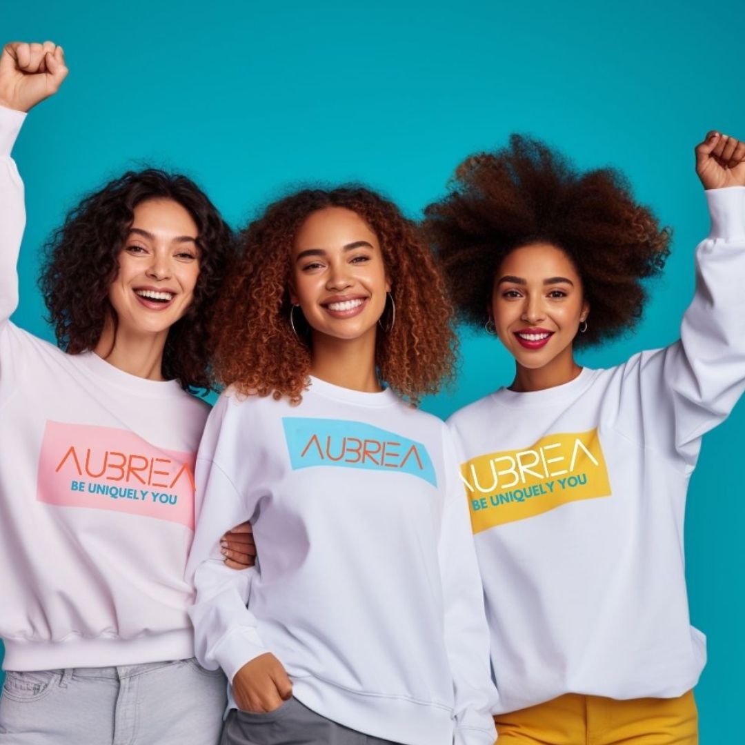 AUBRIEA "BE UNIQUELY YOU" COLOR BLOCK CREWNECK SWEATSHIRT - PINK