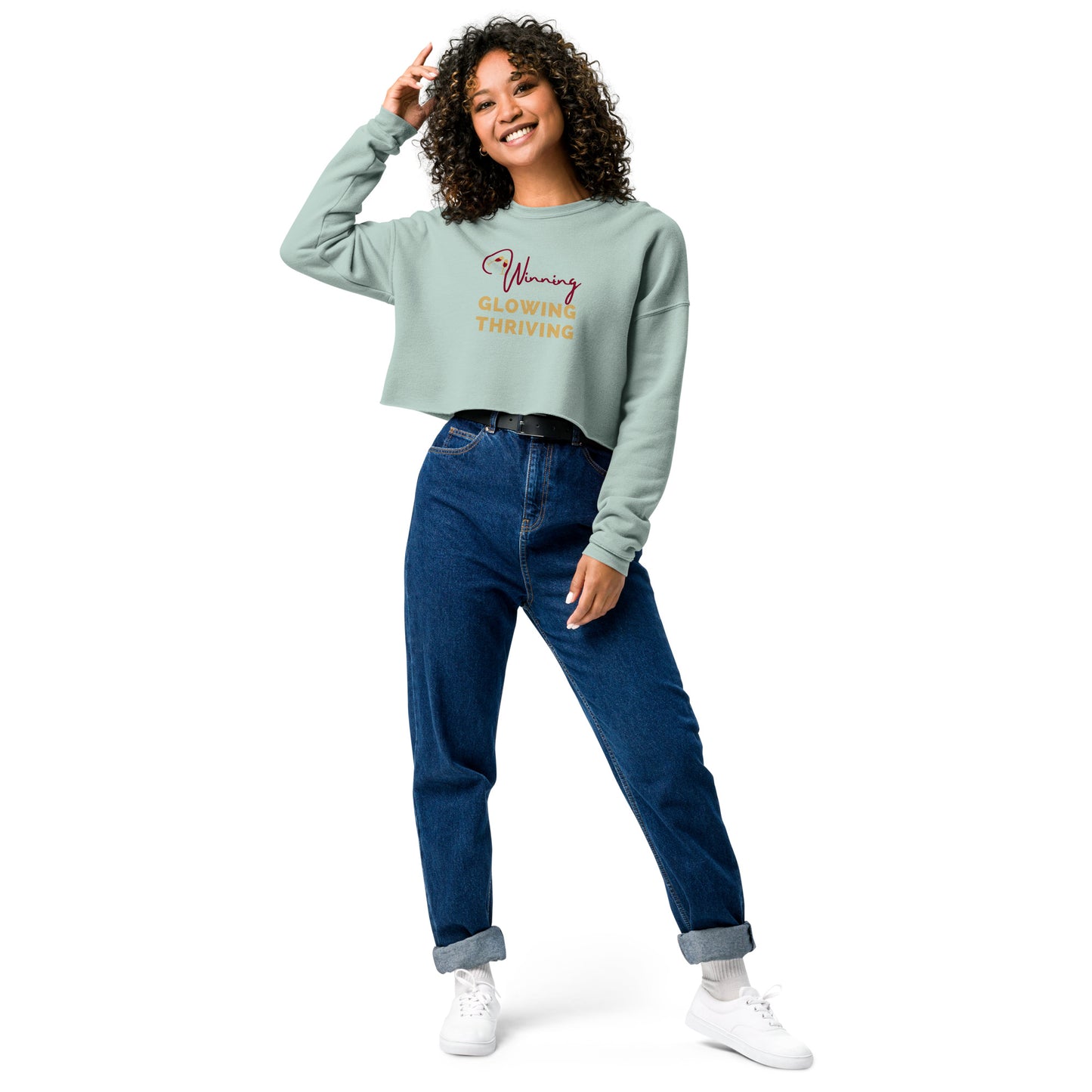 WINNING, GLOWING, THRIVING CROPPED SWEATSHIRT
