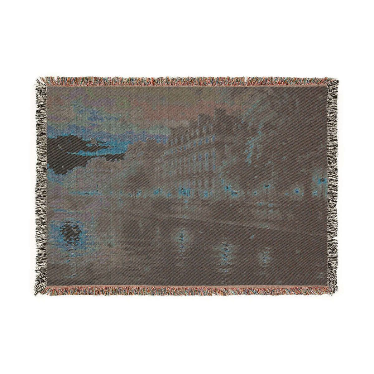 Seine at Dusk Woven Throw — Paris Autumn River Landscape | 100% Cotton