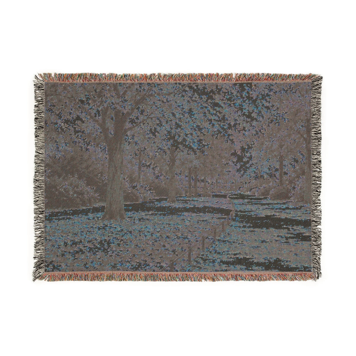 An October Walk Woven Throw — Autumn Park Landscape | 100% Cotton