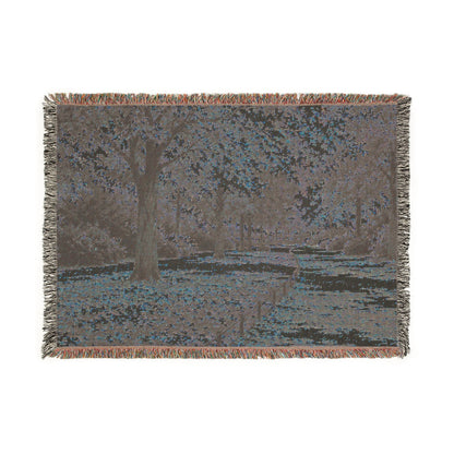 An October Walk Woven Throw — Autumn Park Landscape | 100% Cotton