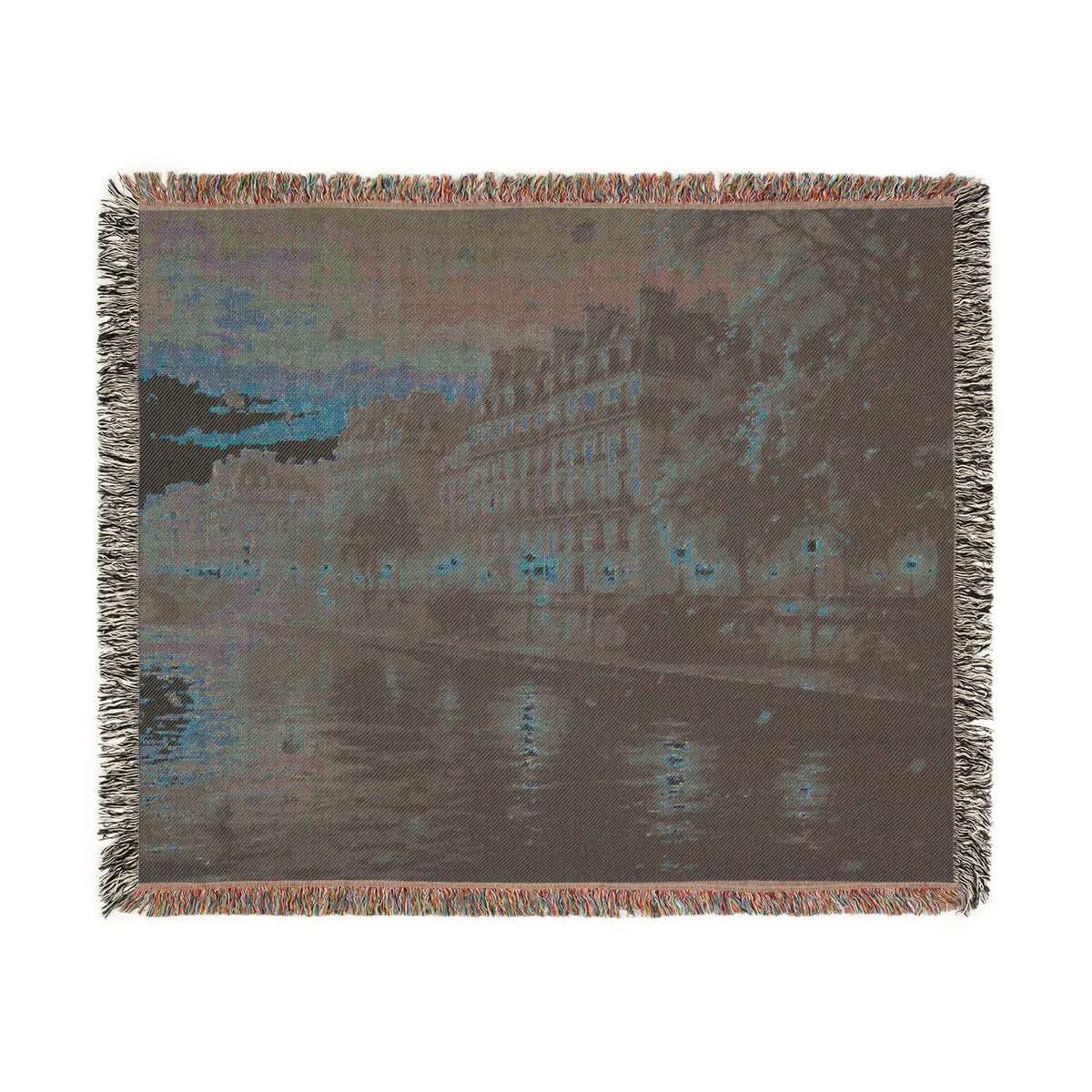 Seine at Dusk Woven Throw — Paris Autumn River Landscape | 100% Cotton