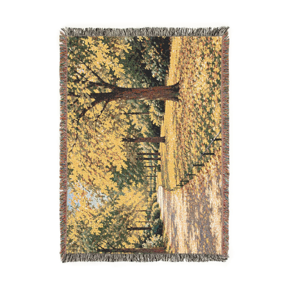 An October Walk Woven Throw — Autumn Park Landscape | 100% Cotton