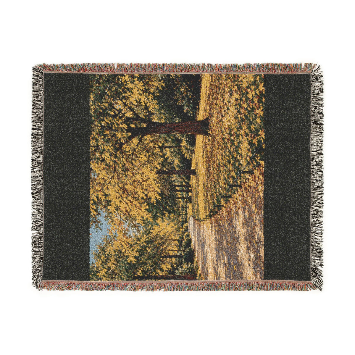 An October Walk Woven Throw — Autumn Park Landscape | 100% Cotton