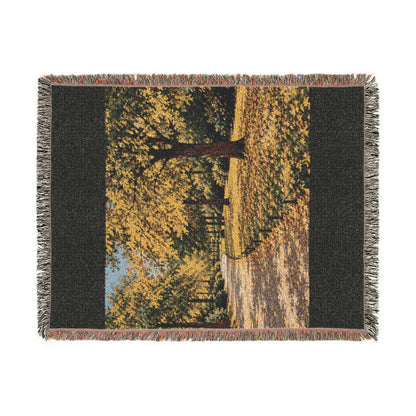 An October Walk Woven Throw — Autumn Park Landscape | 100% Cotton
