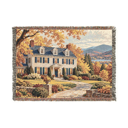 Autumn at Home Woven Throw — Colonial Landscape | 100% Cotton