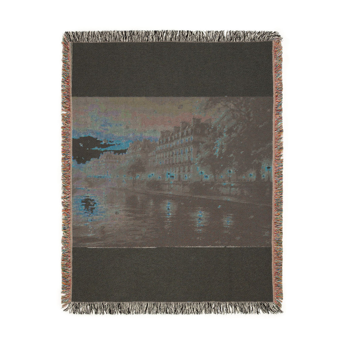 Seine at Dusk Woven Throw — Paris Autumn River Landscape | 100% Cotton
