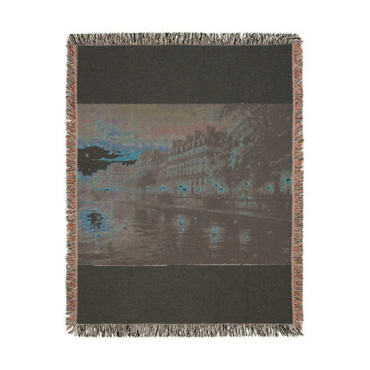 Seine at Dusk Woven Throw — Paris Autumn River Landscape | 100% Cotton