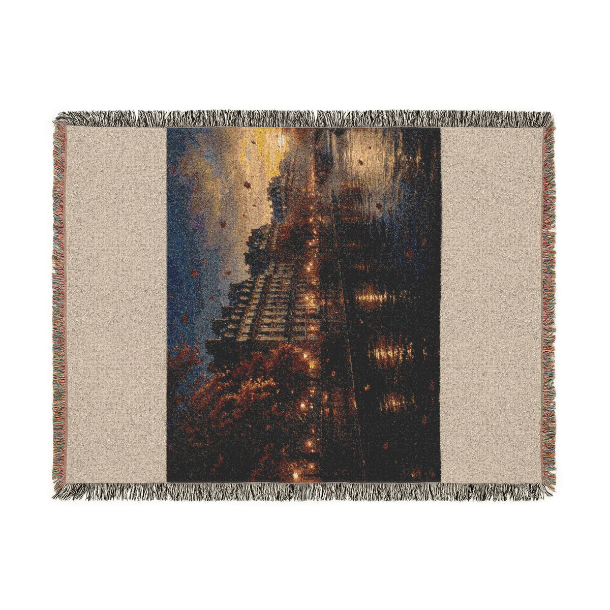 Seine at Dusk Woven Throw — Paris Autumn River Landscape | 100% Cotton