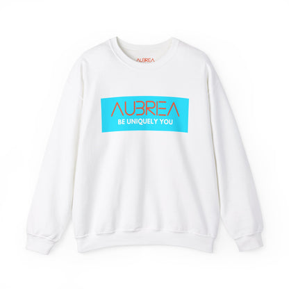 AUBRIEA "BE UNIQUELY YOU" COLOR BLOCK CREWNECK SWEATSHIRT - TURQUOISE