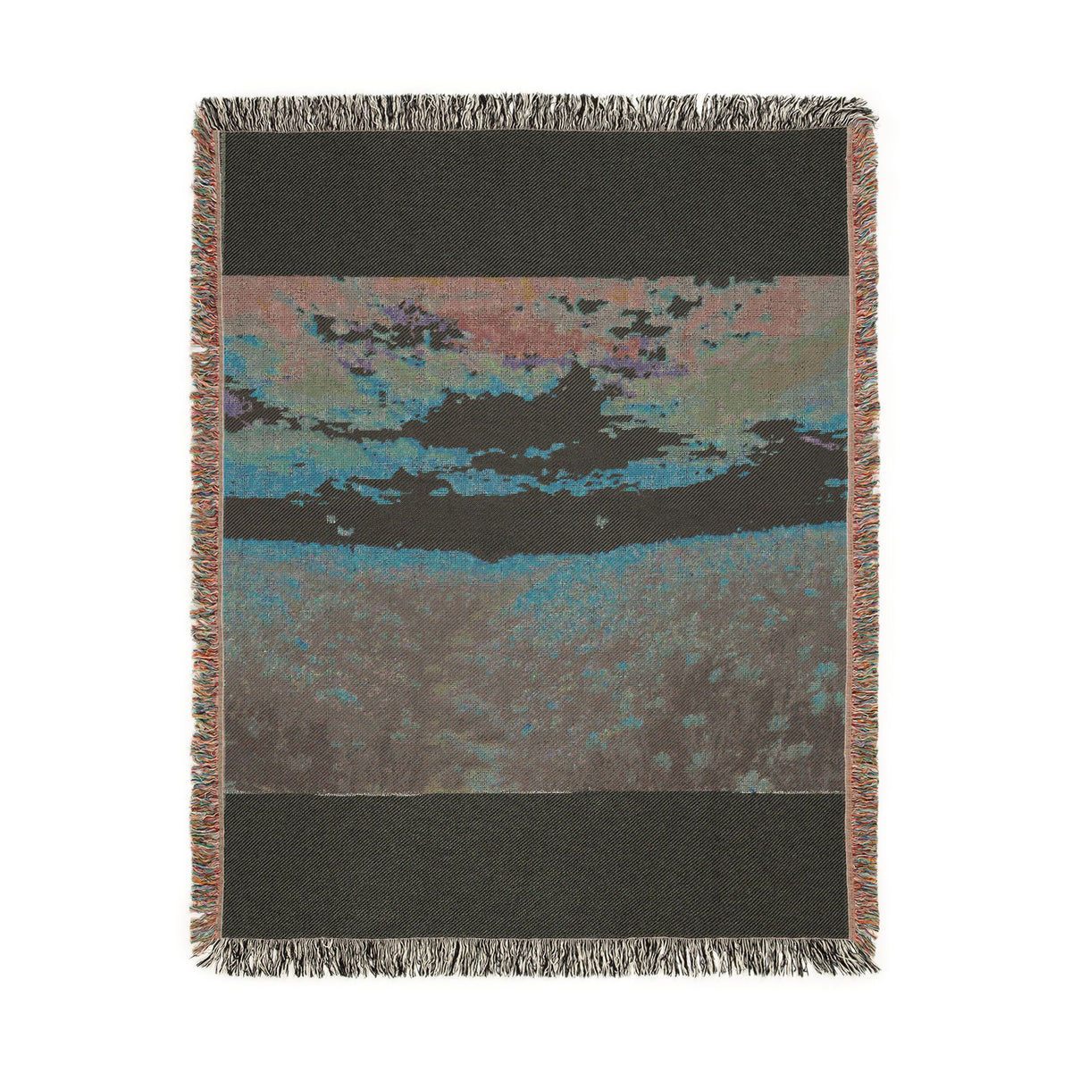 Serene Landscape at Dawn Woven Throw — Wildflower Tapestry | 100% Cotton