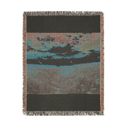 Serene Landscape at Dawn Woven Throw — Wildflower Tapestry | 100% Cotton