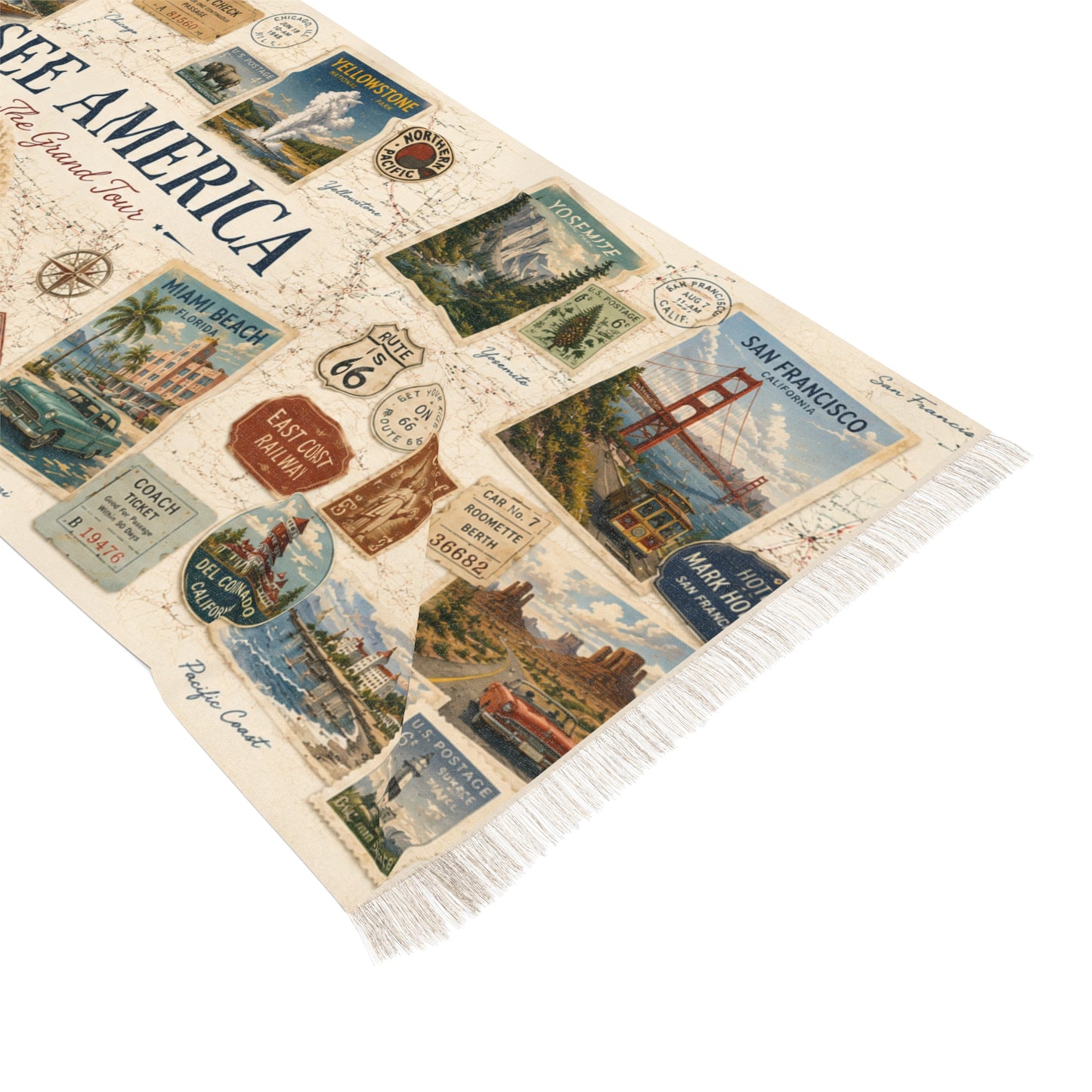 See America: The Grand Tour Scarf | Vintage Travel Edition | AUBRIEA