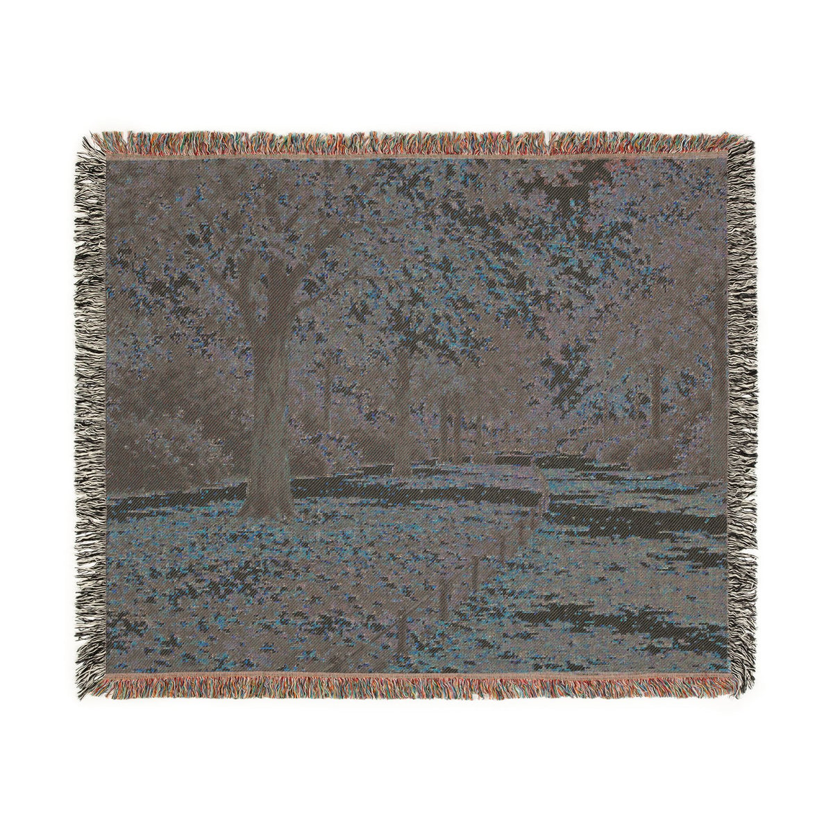 An October Walk Woven Throw — Autumn Park Landscape | 100% Cotton