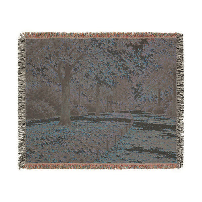 An October Walk Woven Throw — Autumn Park Landscape | 100% Cotton
