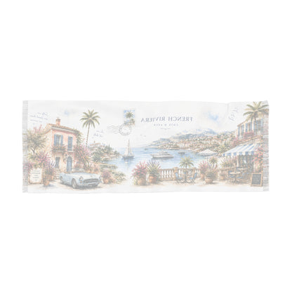 French Riviera Light Scarf — Côte d'Azur Watercolour | AUBRIEA