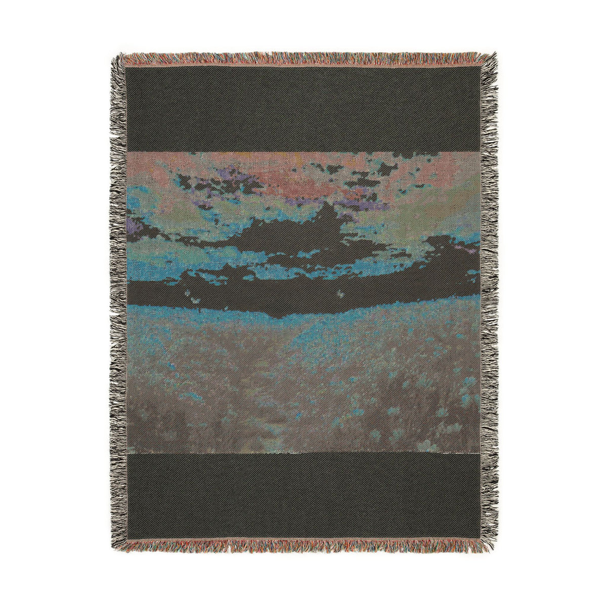 Serene Landscape at Dawn Woven Throw — Wildflower Tapestry | 100% Cotton