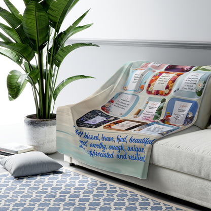 Monthly Affirmation Sherpa Fleece Blanket — Cozy Inspirational Throw for Daily Empowerment