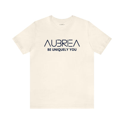 AUBRIEA WHITE-BLACK LOGO CREWNECK UNISEX SHORT SLEEVE TEE