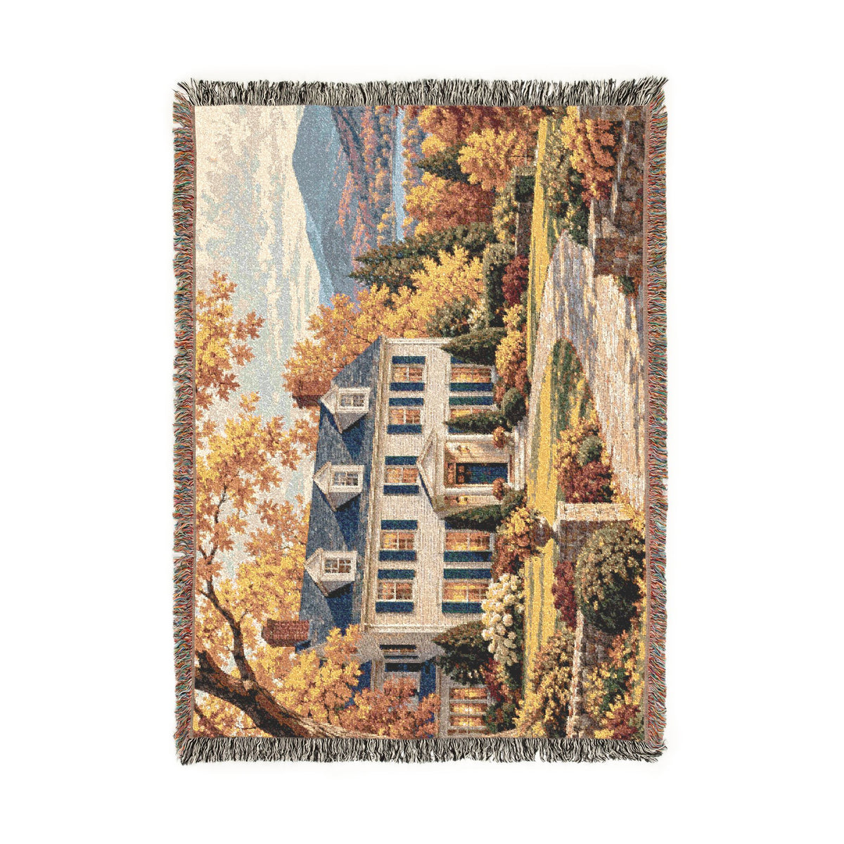 Autumn at Home Woven Throw — Colonial Landscape | 100% Cotton