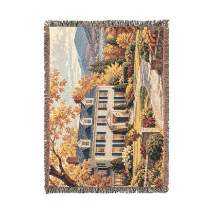 Autumn at Home Woven Throw — Colonial Landscape | 100% Cotton