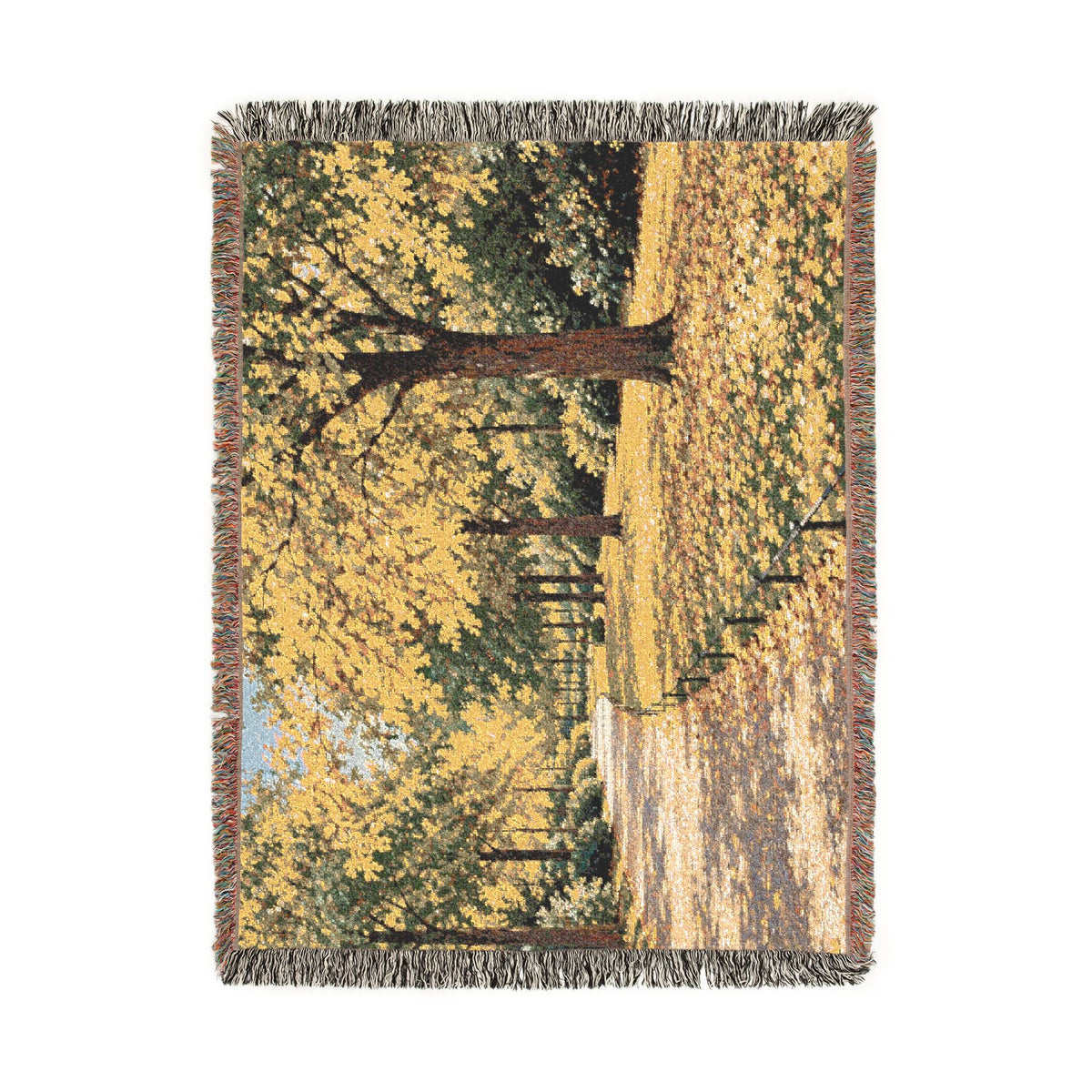 An October Walk Woven Throw — Autumn Park Landscape | 100% Cotton