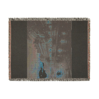 Seine at Dusk Woven Throw — Paris Autumn River Landscape | 100% Cotton