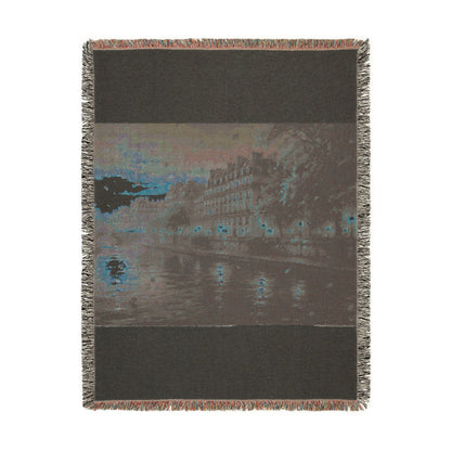 Seine at Dusk Woven Throw — Paris Autumn River Landscape | 100% Cotton