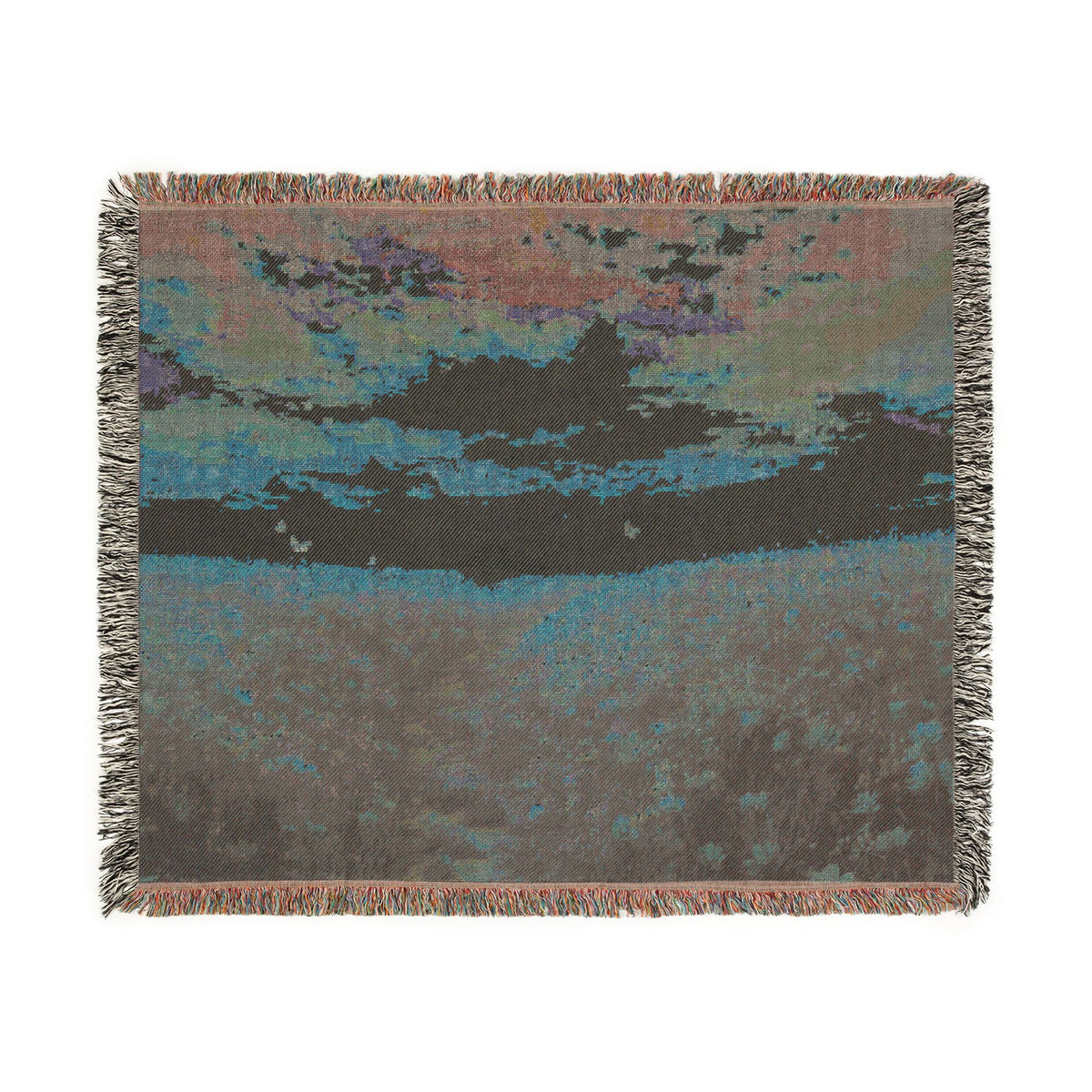 Serene Landscape at Dawn Woven Throw — Wildflower Tapestry | 100% Cotton