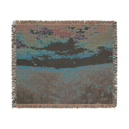Serene Landscape at Dawn Woven Throw — Wildflower Tapestry | 100% Cotton