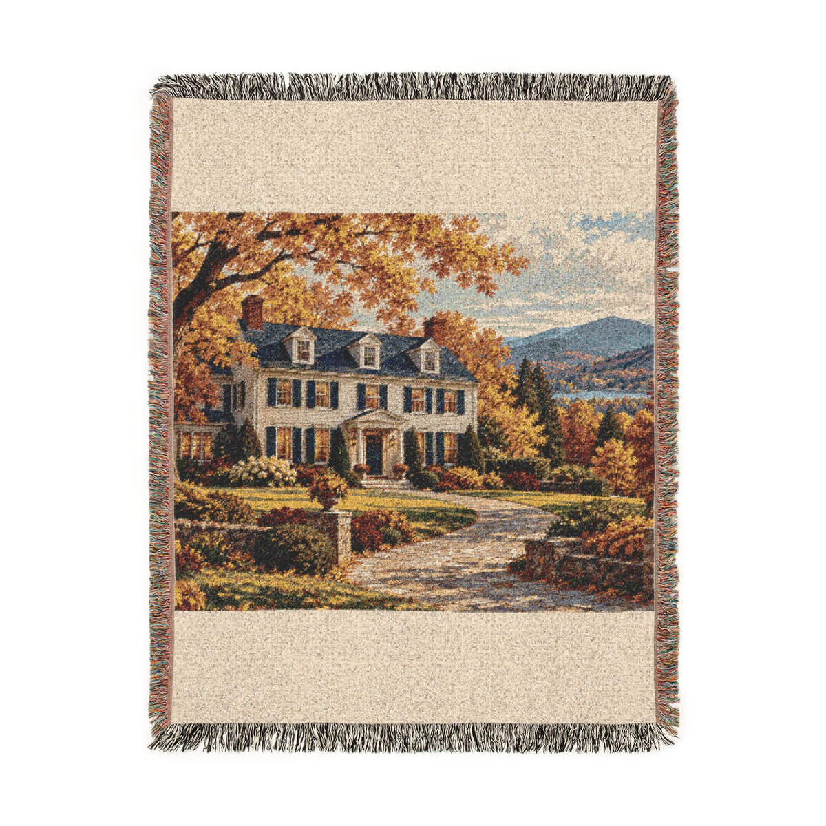 Autumn at Home Woven Throw — Colonial Landscape | 100% Cotton