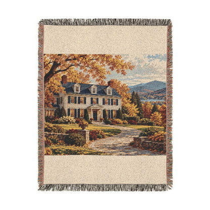 Autumn at Home Woven Throw — Colonial Landscape | 100% Cotton