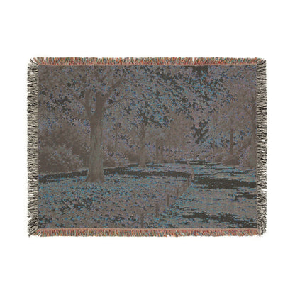 An October Walk Woven Throw — Autumn Park Landscape | 100% Cotton