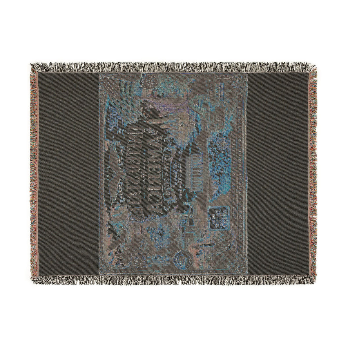 USA 250th Anniversary Woven Throw Blanket — Statue of Liberty, Mount Rushmore & American Flag Commemorative Throw