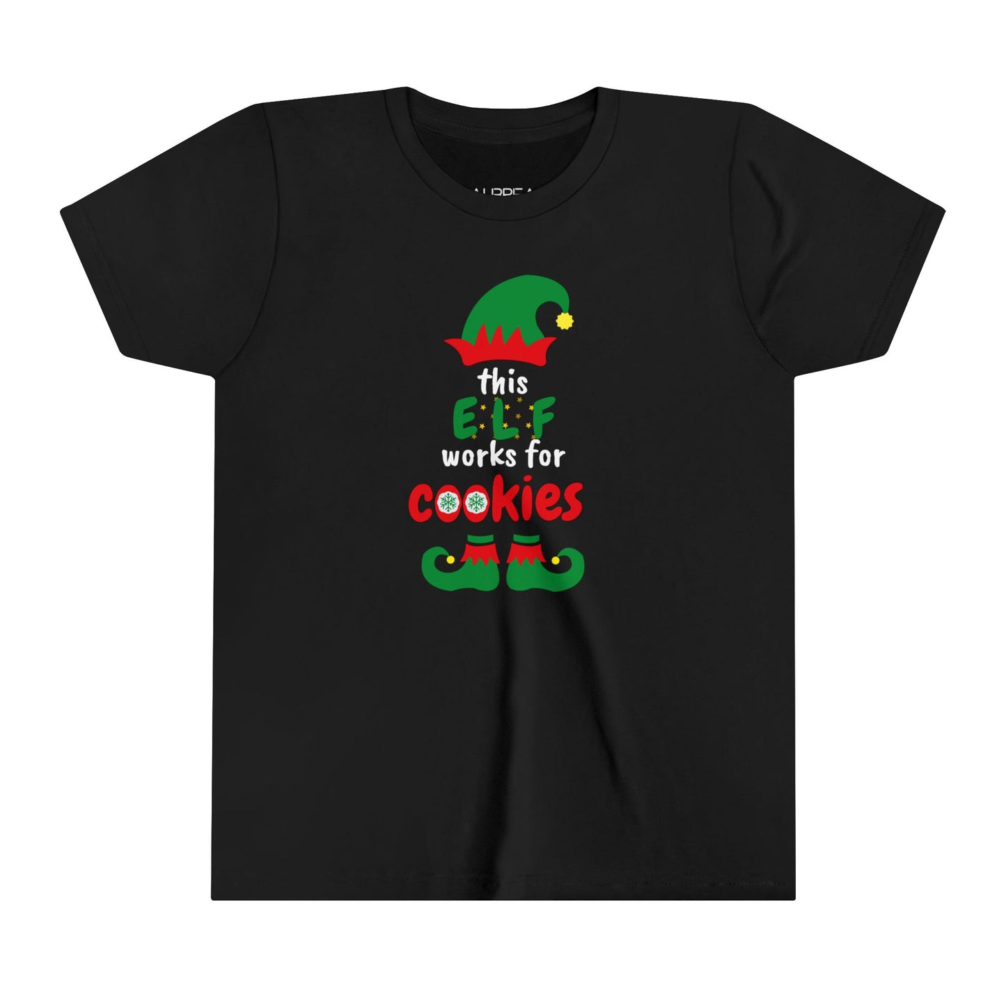 THIS ELF WORKS FOR COOKIES SHORT SLEEVE CHRISTMAS T-SHIRT