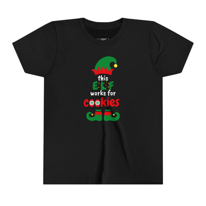 THIS ELF WORKS FOR COOKIES SHORT SLEEVE CHRISTMAS T-SHIRT