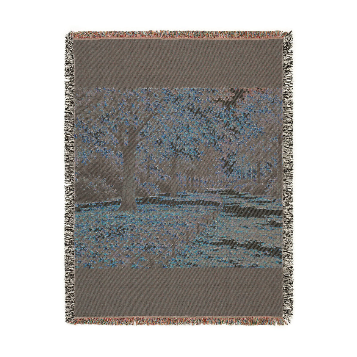 An October Walk Woven Throw — Autumn Park Landscape | 100% Cotton