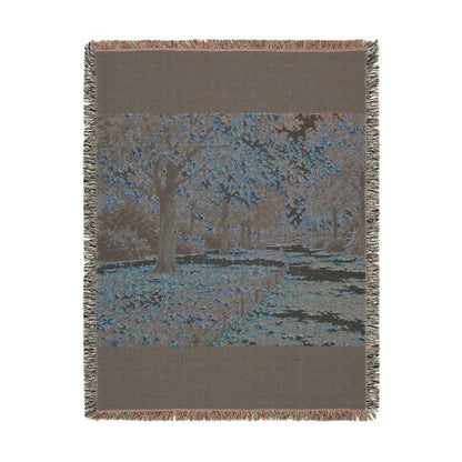 An October Walk Woven Throw — Autumn Park Landscape | 100% Cotton