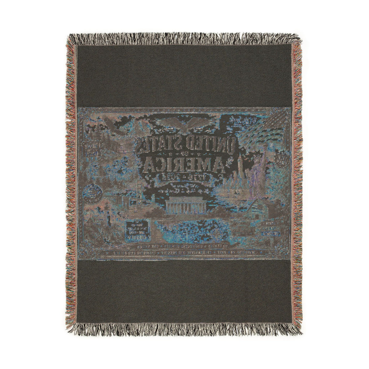 USA 250th Anniversary Woven Throw Blanket — Statue of Liberty, Mount Rushmore & American Flag Commemorative Throw