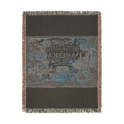 USA 250th Anniversary Woven Throw Blanket — Statue of Liberty, Mount Rushmore & American Flag Commemorative Throw