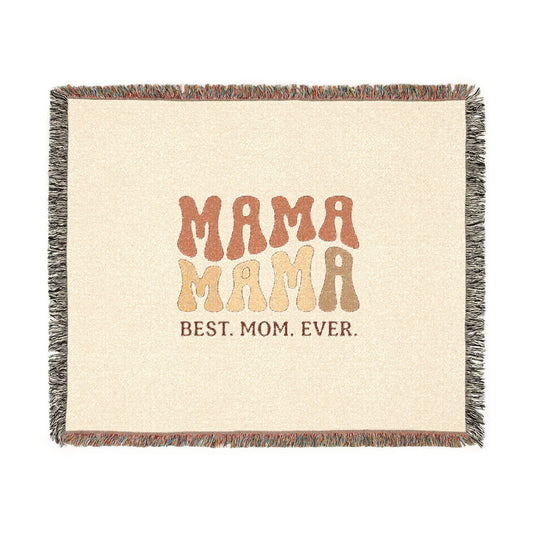 Mama Mama Woven Blanket — "Best Mom Ever" Retro Mom Throw Blanket
