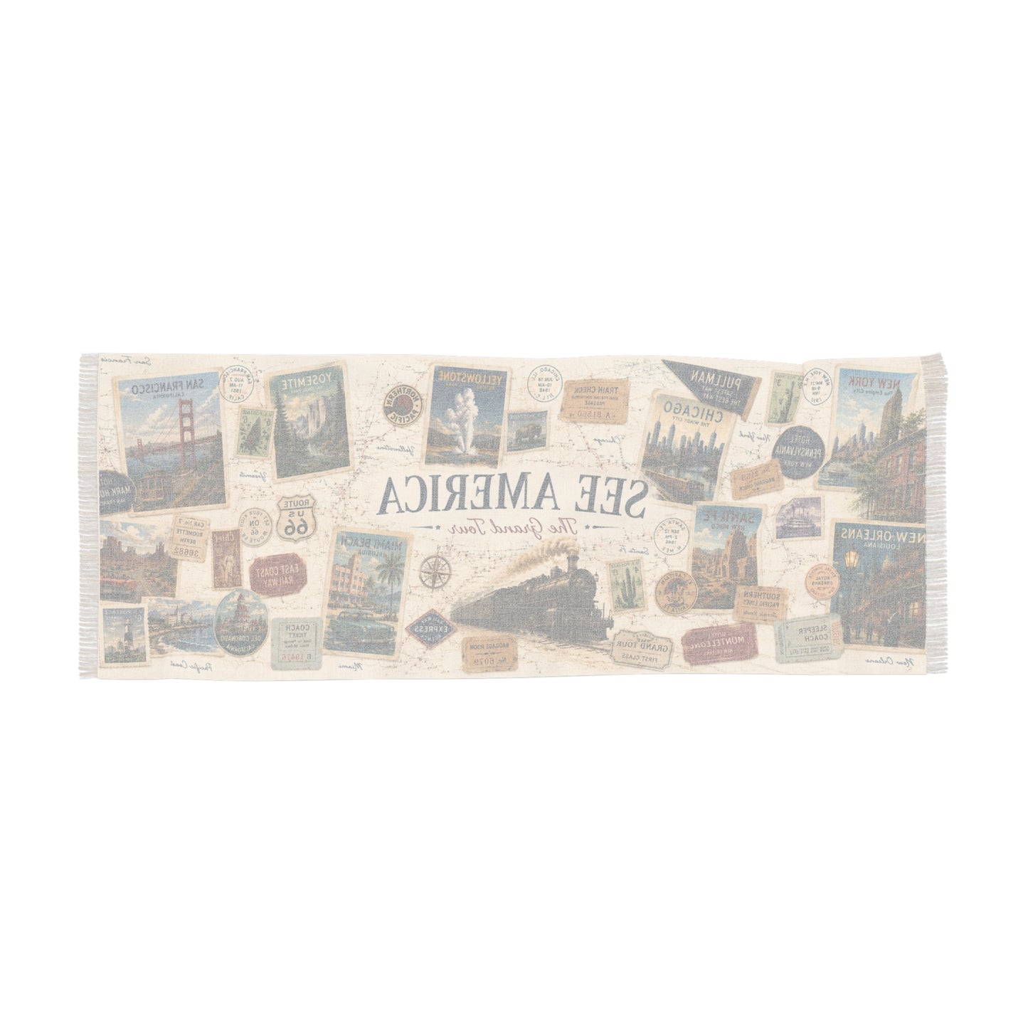 See America: The Grand Tour Scarf | Vintage Travel Edition | AUBRIEA