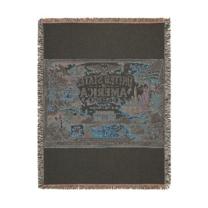 USA 250th Anniversary Woven Throw Blanket — Statue of Liberty, Mount Rushmore & American Flag Commemorative Throw
